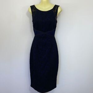 Anthropologie Dress Moulinette Soeurs Dress Black Lace Blue Embroidery N…